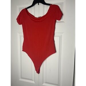 Asos short sleeve Off The Shoulder bodysuit red size 10